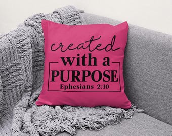 Created with a Purpose - Christian Textual Design | Ephesians 2:10 | Faith-Based Graphic | Digital Download