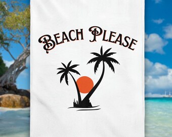 Beach Please Plush Blanket | Fun & Vibrant Beach-Themed Blanket, Perfect for Beach Lovers