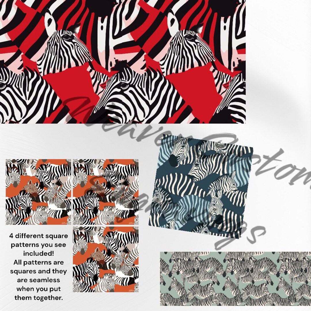 Zebra Tiles Pattern Digital File for DIY Projects 4 Pack Etsy