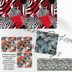 Zebra Tiles Pattern - Digital File for DIY Projects - 4 Pack!