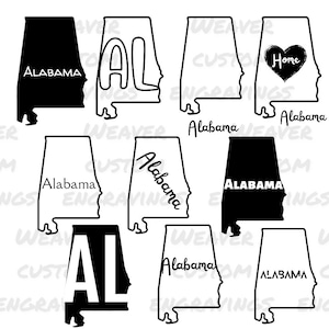 Alabama State SVG PNG PDF, Alabama Silhouette Cut File, Sublimation Designs For Cricut, Alabama Outline Shirt Design, 10 Different Designs