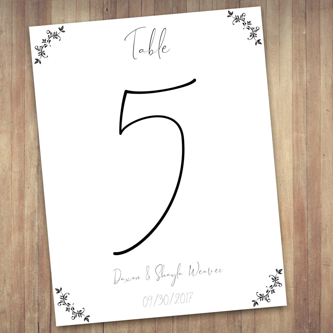 TABLE NUMBER CARD Template, Fancy Wedding Table Numbers, Editable Table ...