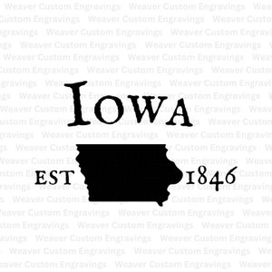 Iowa Outline Established 1846 SVG PNG, State Of Iowa Silhouette Image, Digital Iowa Map Shirt Art, Iowa Wall Print Decor, Iowa Map Gift File