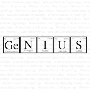 Genius Nerd SVG PNG PDF, Periodic Table Of Elements Graphic Art, Funny Chemistry Science Print, Vector Clipart For Shirts & More