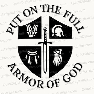 Put on the Full Armor of God Shield Emblem | SVG, PNG, JPEG, pDF