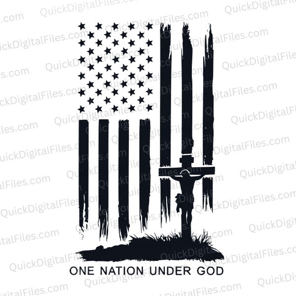 One Nation Under God – Unique American Flag Silhouette Design (Digital Download) svg png jpeg pdf