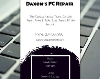 COMPUTER REPAIR FLYER, 4 Business Flyers, Editable Template Digital File, Business Posters, Laptop & Phone Repair, Tech Advertisement