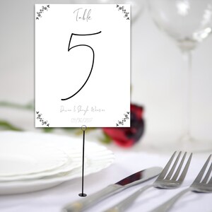 Wedding TABLE NUMBER CARD Template, Fancy Wedding Table Numbers, Minimalist Modern Table Numbers, Editable Table Digital Download Card