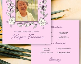 Obituary Template For Woman Editable Funeral Program, Printable Funeral Pamphlet, Obituary Card Booklet, In Memory Of Your Loved One,