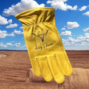 WORK GLOVES, Customized Personalized Gardening Working Gloves, Construction Worker Gloves Gift for Men, Leather Custom Work Gloves