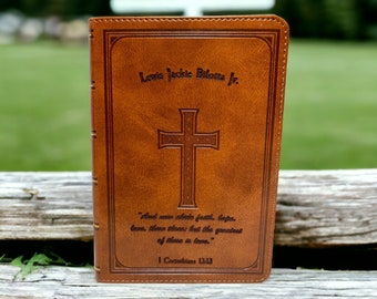 Custom Engraved Leather Bible - Personalized KJV Bible with Your Name, Verse, or Church - Unique Christian Gift for All Occasions