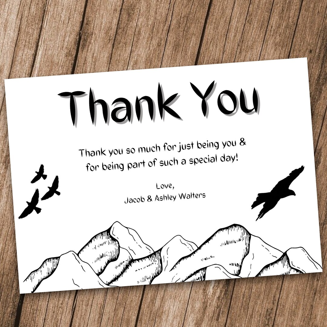 Mountain THANK YOU Card, Editable Instant Download, Baby Shower Thank ...