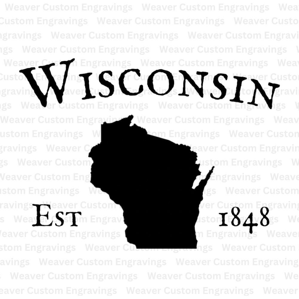 Wisconsin Outline With Established Date Of 1848 SVG And PNG, State Of WI Wisconsin Silhouette Cricut Cut File, Wisconsin Digital Image