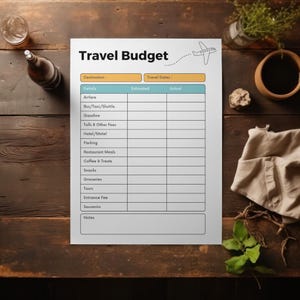 Printable Travel Budget Planner (PDF Download)