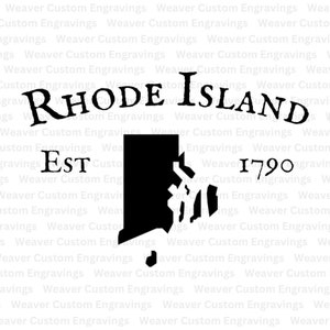 Rhode Island Silhouette Mit festgelegtem Datum von 1790 SVG und PNG, State of Rhode Island Silhouette Cricut Datei, Rhode Island Karte Kunst druckbar