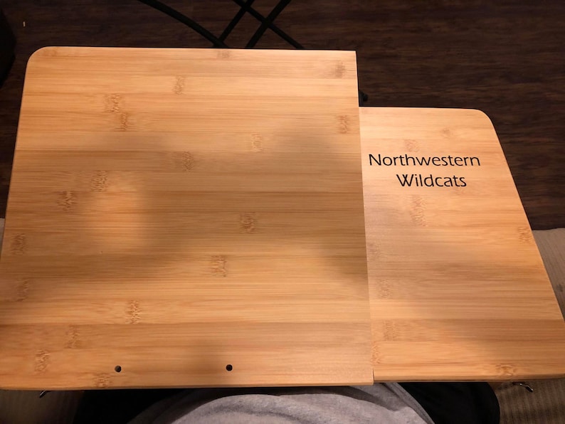Personalized Multi Function Lapdesk, Table Bed Tray, Adjustable Breakfast Table, Tilting Top with Storage Drawer Bamboo Wood, custom lapdesk image 2