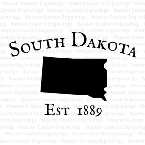 South Dakota Outline With Established Date Of 1889 SVG And PNG, State Of South Dakota Silhouette Design, South Dakota Cricut Cut Out Map