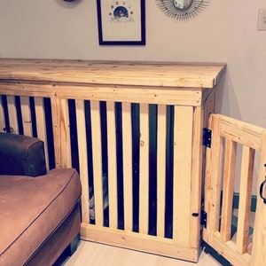 Dog Crate Furniture PLANS To Build Your Own Wood Double Wooden Indoor Dog Crate Doggie Den Rustic Wood DIY Dog Crate Dog Pen image 2
