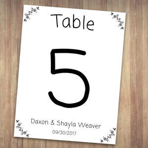 WEDDING Table Number CARD TEMPLATE, Wedding Table Numbers, Minimalist Modern Table Numbers, Editable Table Digital Download Card image 2