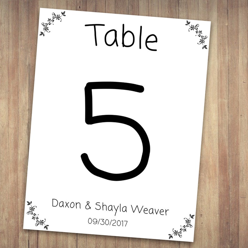 WEDDING Table Number CARD TEMPLATE, Wedding Table Numbers, Minimalist Modern Table Numbers, Editable Table Digital Download Card image 2