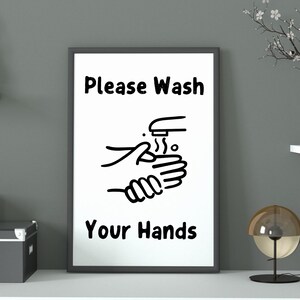 Please Wash Your Hands SVG PNG PDF - Printable Restroom Sign - Guest Restroom Wall Art - Cute Kids Bathroom Svg Sign