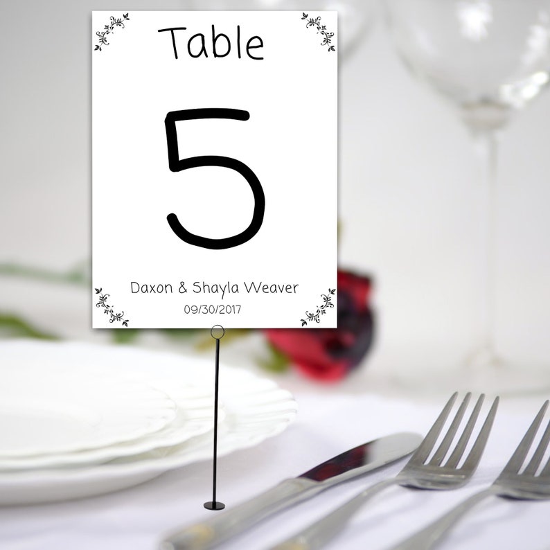 WEDDING Table Number CARD TEMPLATE, Wedding Table Numbers, Minimalist Modern Table Numbers, Editable Table Digital Download Card image 1