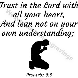 Trust In The Lord With All Your Heart SVG PNG PDF, Proverbs 3:5 Bible Verse Art, Religious Christian Printable Wall Décor, Cricut Digital