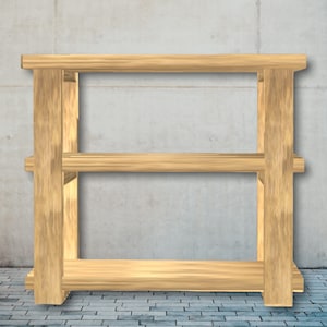 Farm Style Console END TABLE With SHELF To Build Your Own Wood End Table Furniture! Easy Build At Home Plans, Shoe Shelf Organizer