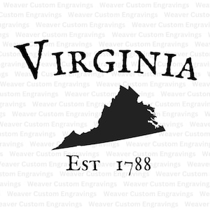 Contour de la Virginie avec date établie de 1788 SVG et PNG, j’aime l’état de Virginie Fichier de découpe de silhouette, image de conception de chemise de Virginie