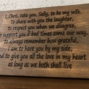 PERSONALIZED WEDDING VOWS wood sign, customized wooden sign, wedding sign, wedding vows, wedding gifts, anniversary gifts, wedding decor