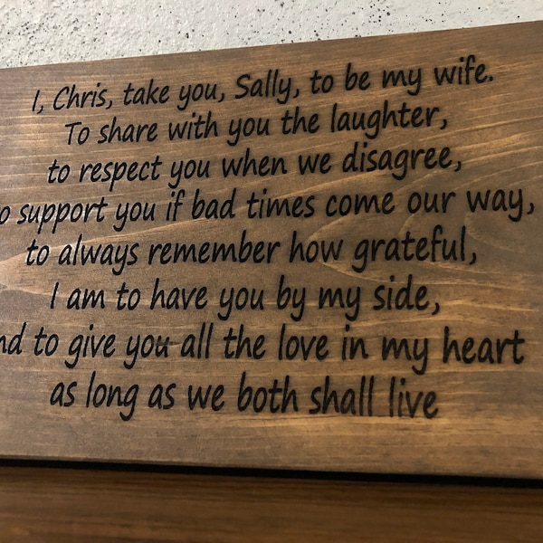 Plaque en bois de vœux de mariage personnalisée, cadeau d'anniversaire