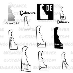Delaware State SVG PNG PDF, Delaware Silhouette Cut File, Sublimation Design For Cricut, 10 Different Delaware Outline Shirt Design Vectors