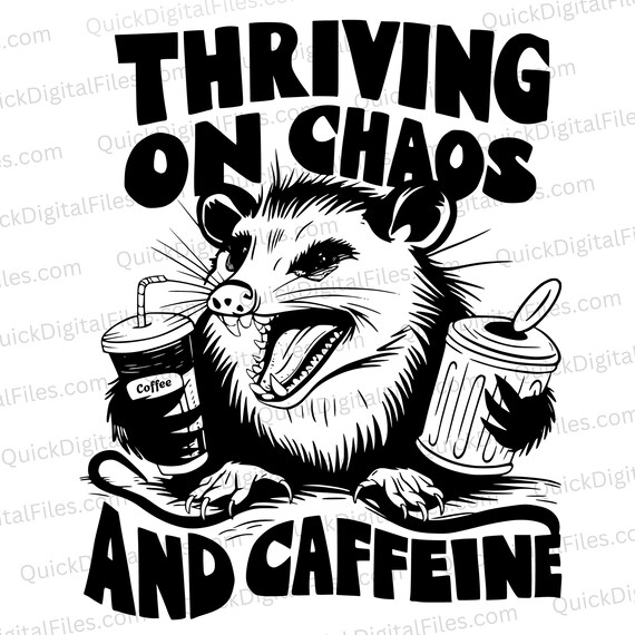 00s ALGONQUINS ロゴイラストプリントタンクトップ KERA お兄系 Thriving on Chaos and Caffeine - Opossum Svg/png/jpeg/pdf