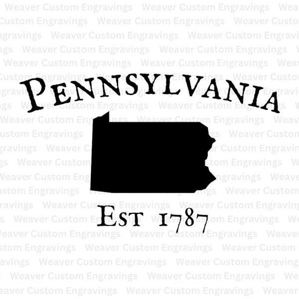 Pennsylvania Outline With Established Date Of 1787 SVG And PNG, State Of Pennsylvania Silhouette File For Cricut, Monogram Printable Design