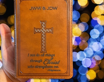 PERSONALIZED Leather KJV Bible, Custom Bible With Name, Engraved Bible Verse Gift, Etched Christian Gifts, KJV Bible Personalized