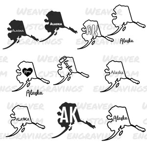 Alaska State SVG PNG PDF, Alaska Silhouette Cut File, Sublimation Designs For Cricut, Alaska Outline Shirt Design, 10 Different Designs