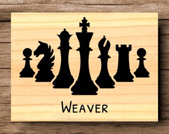 XL CHESS Pieces Décor, Large Chess Piece Wood Sign, Large Chess Set Wooden Sign, Chess Player Gifts, Customizable Last Name Chess King Sign