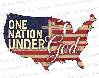 One Nation Under God Patriotic Graphic (Digital Download) png jpeg pdf