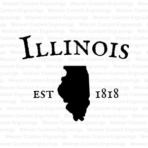 Illinois Outline avec date établie 1818 SVG PNG, État de l’Illinois est ma maison, Cricut Cut File Illinois, Illinois Silhouette Shirt Art