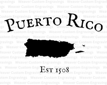 Puerto Rico Outline With Established Date Of 1508 SVG And PNG, Proud Puerto Rican Clipart Vector File, Puerto Rico Map Silhouette Image