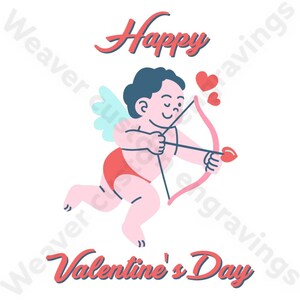 Happy Valentines Day With Cupid SVG PNG PDF Digital File, Printable Valentine Card, Cupid With Arrow Illustration, Love Sublimation Clipart