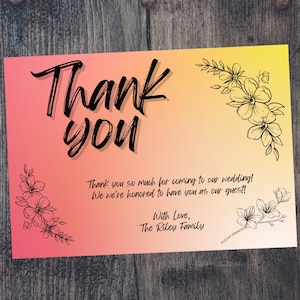 CARTES DE MERCI, Cadeau de mariage Merci Modèle de carte modifiable, Merci d'affaires, Merci pour votre achat, Carte de réception de mariage