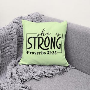 She is Strong - Christian Textual Design | Proverbs 31:25 | Faith-Based Digital Download
