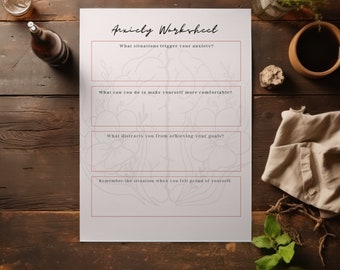 Printable Anxiety Worksheet | Comprehensive Anxiety Tracking | Digital Download