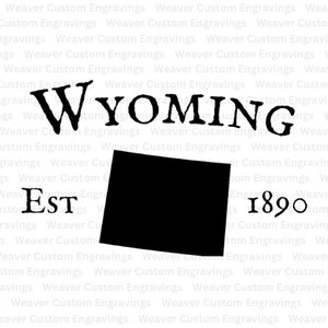 Contour du Wyoming avec date établie de 1890 SVG et PNG, État du Wyoming Silhouette Fichier Cricut, Wyoming Cadeau imprimable Clipart Vector