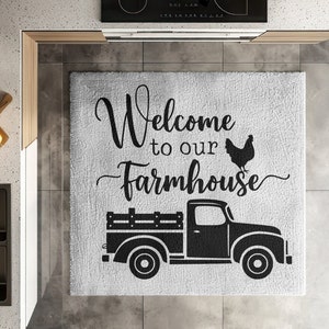 Welcome to Our Farmhouse Design | Rustic Vintage Truck & Chicken | Digital Download