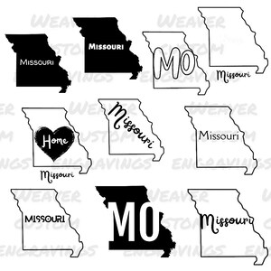 Missouri State SVG PNG PDF, Missouri State Outline, Missouri Vector Designs, Graphic Sublimation For Cricut, 10 Different Home State Designs