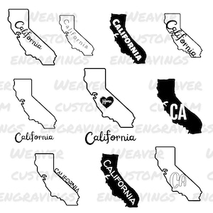California State SVG PNG PDF, California Silhouette Cut File, Sublimation Design For Cricut, 10 Different California Outline Shirt Designs