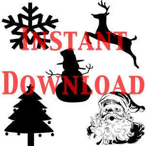 Weihnachten Clipart Image Pack - Über 60 Silhouette SVG- und PNG-Dateien - Weihnachtsmann, Rentier, Zuckerstange - Winter & Feiertage Designs