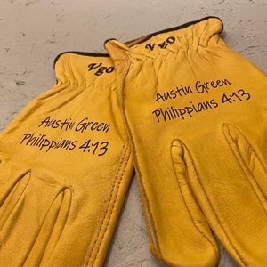 CUSTOM WORK GLOVES, Personalized Gloves, Leather Work Gloves, Rancher & Farmer Gifts, Fathers Day Unique gifts